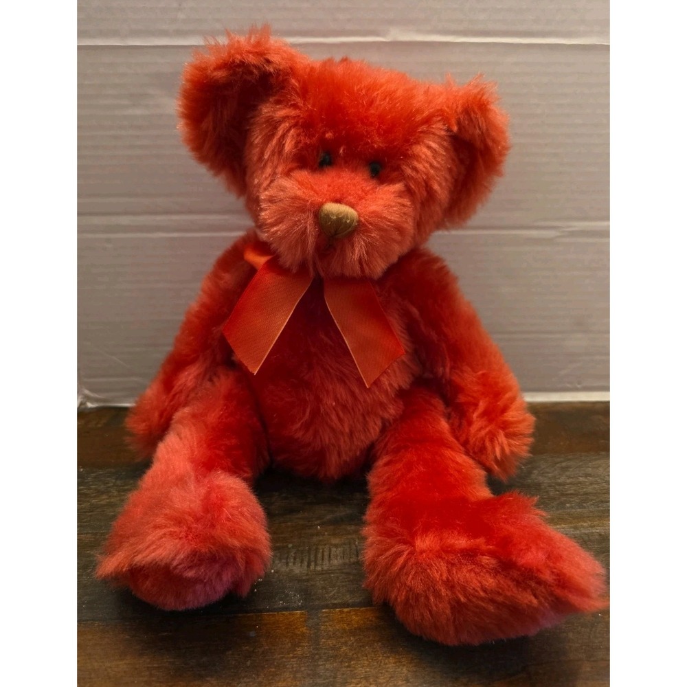 Russ Berrie Jubilee Red Teddy Bear Plush 10" Sitting Stuffed Animal Item 7098